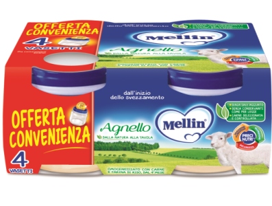 MELLIN OMOGENEIZZATO AGNELLO 4 PEZZI X 80 G - Farmacia Puddu Baire S.r.l.