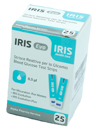 STRISCE MISURAZIONE GLICEMIA IRIS EVO 25 PEZZI - Farmacia Puddu Baire S.r.l.