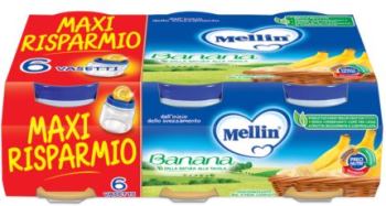 MELLIN OMOGENEIZZATO BANANA 6 X 100 G - Farmacia Puddu Baire S.r.l.