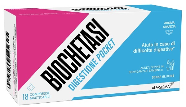 BIOCHETASI DIGESTIONE POCKET 18 COMPRESSE MASTICABILI - Farmacia Puddu Baire S.r.l.