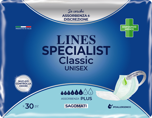 PANNOLONE SAGOMATO LINES SPECIALIST CLASSIC PLUS 30 PEZZI - Farmacia Puddu Baire S.r.l.