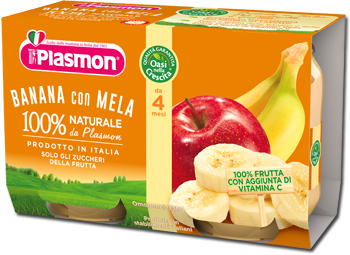 PLASMON OMOGENEIZZATO BANANA/MELA 2 X 104 G - Farmacia Puddu Baire S.r.l.
