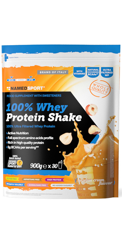 100% WHEY PROTEIN SHAKE HAZELNUT CREAM 900 G - Farmacia Puddu Baire S.r.l.