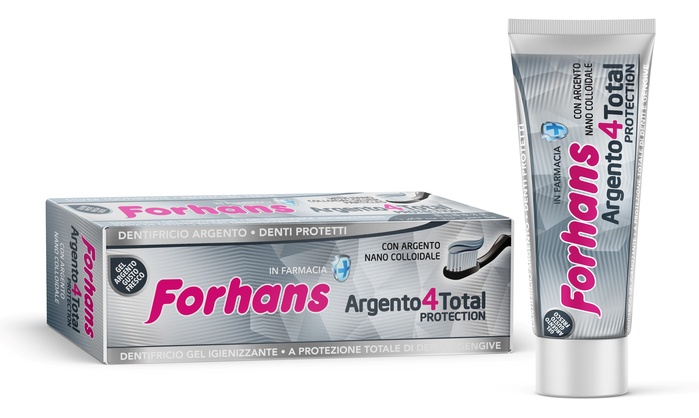 DENTIFRICIO SILVER 4 WHITE FORHANS 75 ML - Farmacia Puddu Baire S.r.l.