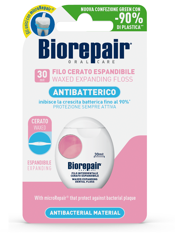 BIOREPAIR ORAL CARE ANTIBATTERICO FILO CERATO ESPANDIBILE GENGIVE DELICATE 25+5 METRI - Farmacia Puddu Baire S.r.l.