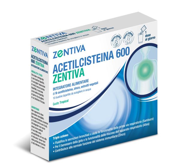 ACETILCISTEINA 600 ZENTIVA 10 BUSTINE BIPARTITE GUSTO TROPICAL - Farmacia Puddu Baire S.r.l.