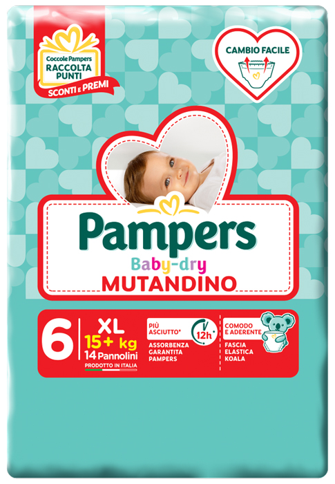 PAMPERS BABY DRY MUTANDINO SM TAGLIA 6 EXTRALARGE SMALL PACK 14 PEZZI - Farmacia Puddu Baire S.r.l.