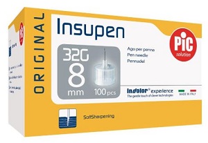 AGO PER PENNA PIC INSUPEN ORIGINAL GAUGE 32X8 MM 100 PEZZI - Farmacia Puddu Baire S.r.l.