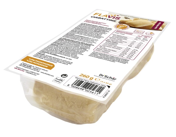 FLAVIS CIABATTINE PANINI BIANCHI APROTEICI 4 PEZZI DA 65 G - Farmacia Puddu Baire S.r.l.
