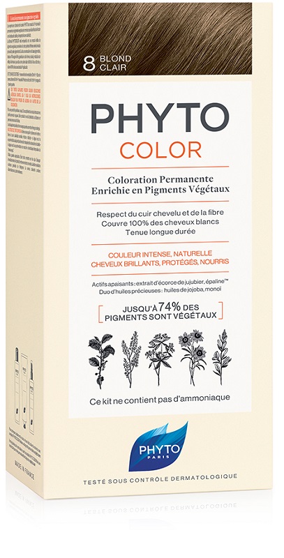 PHYTOCOLOR 8 BIONDO CHIARO 1 LATTE + 1 CREMA + 1 MASCHERA + 1 PAIO DI GUANTI - Farmacia Puddu Baire S.r.l.