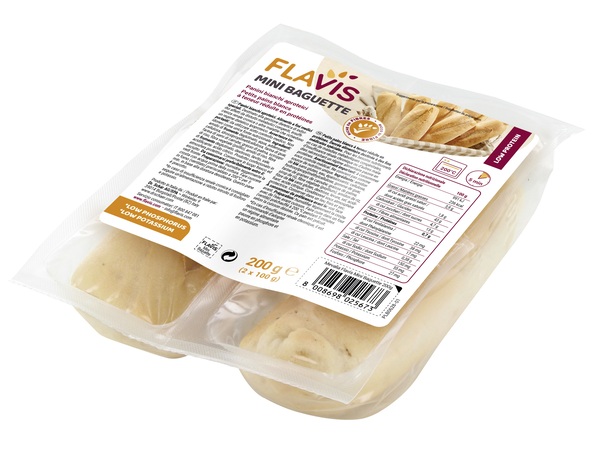 FLAVIS MINI BAGUETTE PANINI BIANCHI APROTEICI 2 PEZZI DA 100 G - Farmacia Puddu Baire S.r.l.