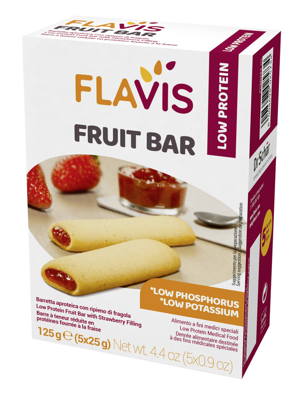 FLAVIS FRUIT BAR BARRETTA APROTEICA CON RIPIENO DI FRAGOLA 5 PEZZI DA 25 G - Farmacia Puddu Baire S.r.l.