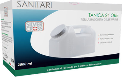 CONTENITORE PER URINA STERILE SILVER CROSS 24 ORE CAPIENZA 2500 ML - Farmacia Puddu Baire S.r.l.