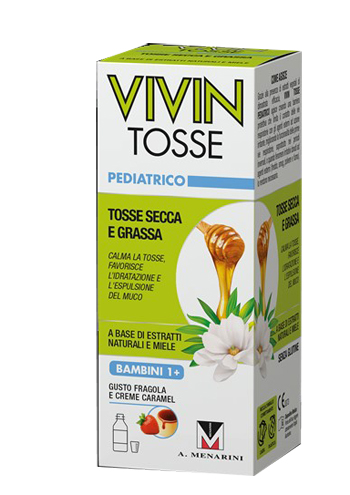 VIVIN TOSSE PEDIATRICO SCIROPPO PER TOSSE SECCA E GRASSA GUSTO FRAGOLA E CREME CARAMEL 150 ML - Farmacia Puddu Baire S.r.l.
