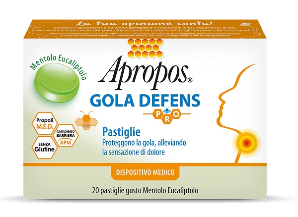 APROPOS GOLA DEFENS PRO 20 PASTIGLIE MENTOLO EUCALIPTO - Farmacia Puddu Baire S.r.l.