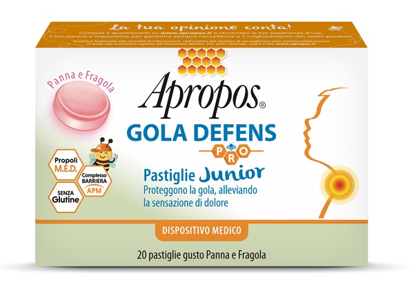 APROPOS GOLA DEFENS PRO 20 PASTIGLIE JUNIOR PANNA FRAGOLA - Farmacia Puddu Baire S.r.l.