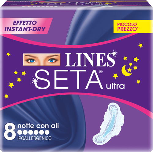 LINES SETA ULTRA ASSORBENTI DA NOTTE 8 PEZZI - Farmacia Puddu Baire S.r.l.