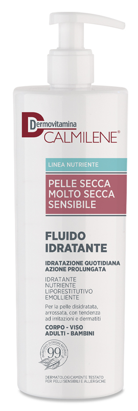 DERMOVITAMINA CALMILENE FLUIDO IDRATANTE PER PELLE SECCA, MOLTO SECCA E SENSIBILE 500 ML - Farmacia Puddu Baire S.r.l.