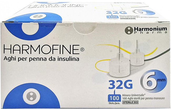 AGO HARMOFINE PENNA DA INSULINA GAUGE 32 6MM 100 PEZZI - Farmacia Puddu Baire S.r.l.