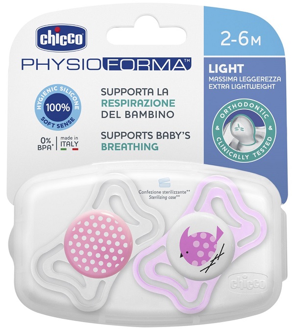 CHICCO SUCCHIETTO LIGHT GIRL SILICONE 2-6 MESI 2 PEZZI - Farmacia Puddu Baire S.r.l.
