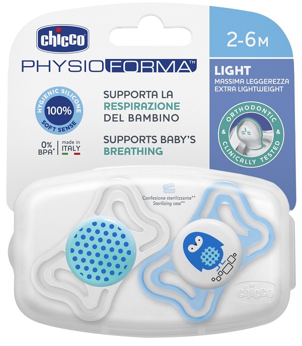 CHICCO SUCCHIETTO LIGHT BOY SILICONE 2-6 MESI 2 PEZZI - Farmacia Puddu Baire S.r.l.