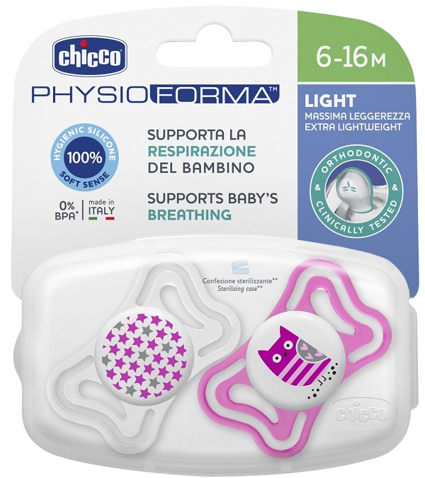 CHICCO SUCCHIETTO LIGHT GIRL SILICONE 6-16 MESI 2 PEZZI - Farmacia Puddu Baire S.r.l.