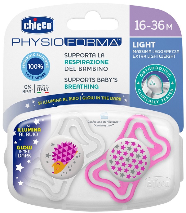 CHICCO SUCCHIETTO LIGHT LUM SILICONE 16-36 MESI 2 PEZZI - Farmacia Puddu Baire S.r.l.