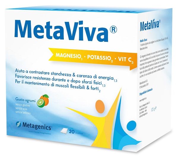 METAVIVA MAGNESIO POTASSIO VITAMINA C 20 BUSTINE - Farmacia Puddu Baire S.r.l.