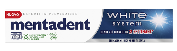 MENTADENT WHITE SYSTEM 75 ML - Farmacia Puddu Baire S.r.l.