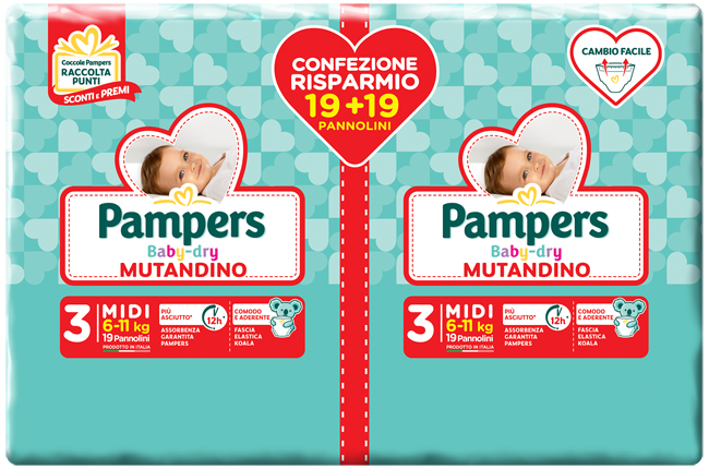 PAMPERS BABY DRY PANNOLINO A MUTANDINA DUO DWCT MIDI 38 PEZZI - Farmacia Puddu Baire S.r.l.