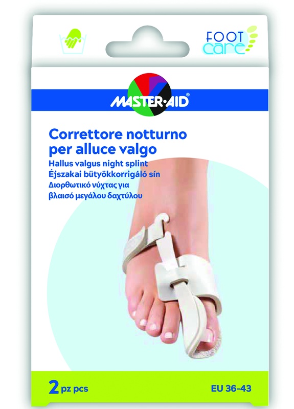 CORRETTORE NOTTE ALLUCE VALGO MASTER-AID FOOTCARE 36-43 2 PEZZI D10 - Farmacia Puddu Baire S.r.l.