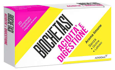 BIOCHETASI ACIDITA' E DIGESTIONE 20 COMPRESSE MASTICABILI AROMA LIMONE - Farmacia Puddu Baire S.r.l.