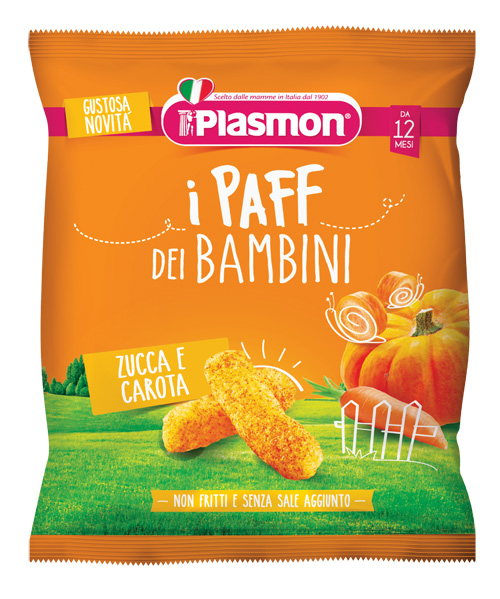 PLASMON DRY SNACK PAFF ZUCCA CAROTE 15 G - Farmacia Puddu Baire S.r.l.