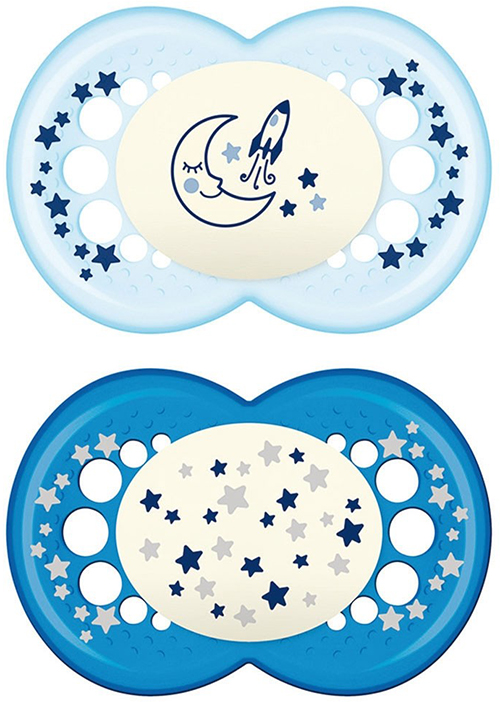 MAM SUCCHIETTO ORIGINAL NIGHT 6+ MESI SILICONE MASCHIO 2 PEZZI - Farmacia Puddu Baire S.r.l.