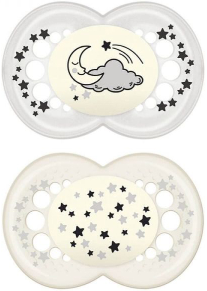 MAM SUCCHIETTO ORIGINAL NIGHT 6+ MESI SILICONE NEUTRO 2 PEZZI - Farmacia Puddu Baire S.r.l.