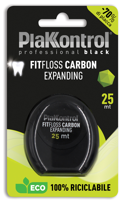 PLAKKONTROL PROFESSIONAL BLACK FITFLOSS CARBON EXPANDING FILO INTERDENTALE 25 METRI FRESH MINT - Farmacia Puddu Baire S.r.l.