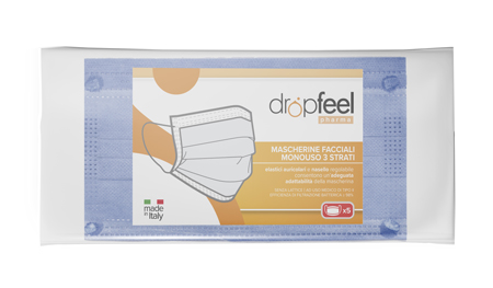 MASCHERINA USO MEDICO DROPFEEL PHARMA MONOUSO TIPO II GLICINE 5 PEZZI - Farmacia Puddu Baire S.r.l.