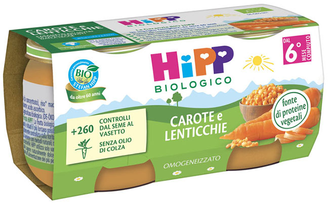 HIPP BIO OMOGENEIZZATO CAROTE/LENTICCHIE 2X80 G - Farmacia Puddu Baire S.r.l.