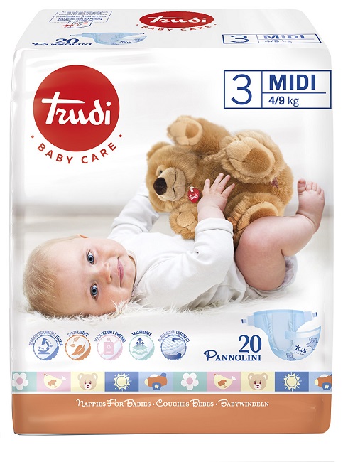 TRUDI BABY CARE PANNOLINO BAMBINI MIDI 4/9 KG 20 PEZZI - Farmacia Puddu Baire S.r.l.