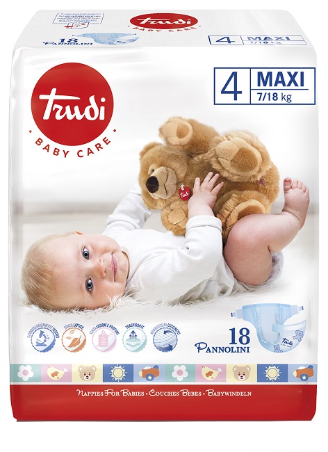 TRUDI BABY CARE PANNOLINO BAMBINI MAXI 7/18 KG 18 PEZZI - Farmacia Puddu Baire S.r.l.