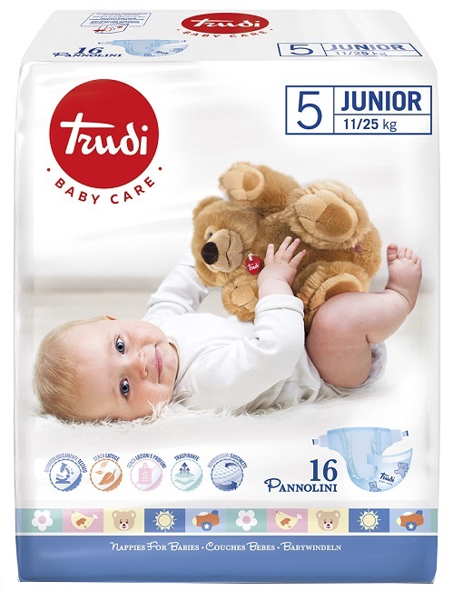 TRUDI BABY CARE PANNOLINO BAMBINI JUNIOR 11/25 KG 16 PEZZI - Farmacia Puddu Baire S.r.l.