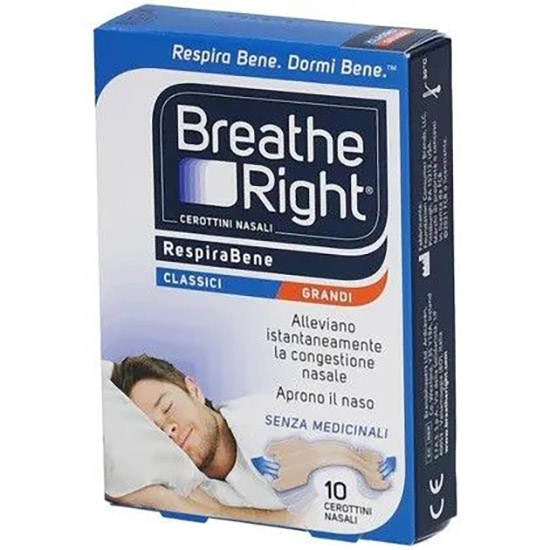 CEROTTI NASALI BREATHE RIGHT CLASSICI GRANDI 10 PEZZI - Farmacia Puddu Baire S.r.l.