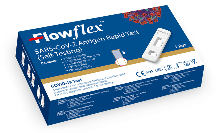 TEST ANTIGENICO RAPIDO COVID-19 FLOWFLEX AUTODIAGNOSTICO DETERMINAZIONE QUALITATIVA ANTIGENI SARS-COV-2 IN TAMPONI NASALI MEDIANTE IMMUNOCROMATOGRAFIA PROVETTA CON ALLUMINIO - Farmacia Puddu Baire S.r.l.