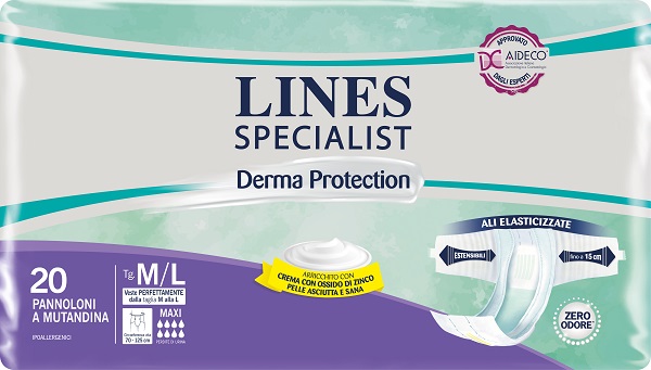 PANNOLONE A MUTANDINA LINES SPECIALIST DERMA MAXI M/L 20 PEZZI - Farmacia Puddu Baire S.r.l.