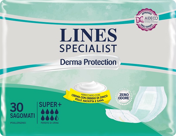 PANNOLONE PER INCONTINENZA LINES SPECIALIST DERMA SAGOMATO SUPER+ 30 PEZZI - Farmacia Puddu Baire S.r.l.
