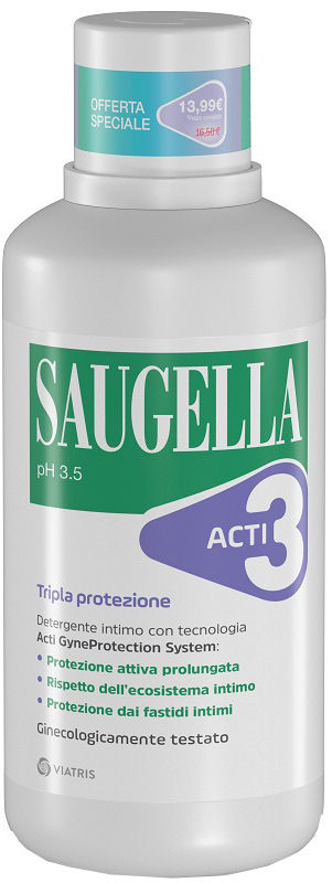 SAUGELLA ACTI3 DETERGENTE INTIMO 500 ML TAGLIO PREZZO - Farmacia Puddu Baire S.r.l.