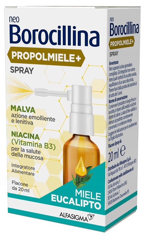NEOBOROCILLINA PROPOLMIELE+ SPRAY MIELE EUCALIPTO 20 ML - Farmacia Puddu Baire S.r.l.