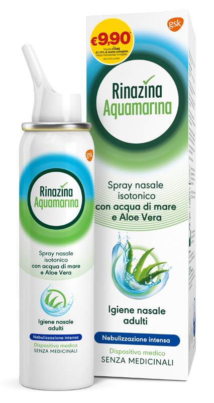 SOLUZIONE ISOTONICA RINAZINA AQUAMARINA ALOE INTENSA PROMO 100 ML - Farmacia Puddu Baire S.r.l.