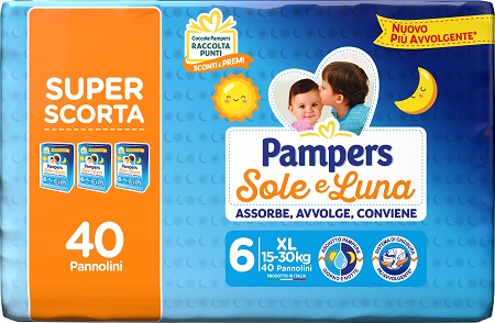 PAMPERS SOLE LUNA TRIO XL 40 PEZZI - Farmacia Puddu Baire S.r.l.