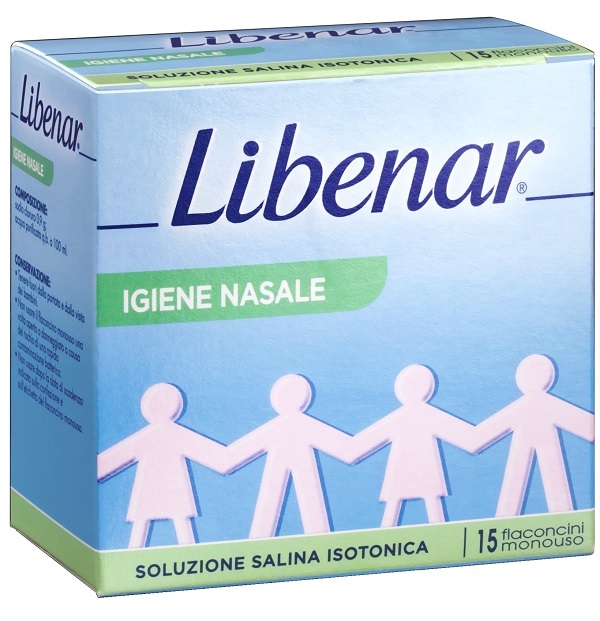 SOLUZIONE SALINA ISOTONICA 0,9% LIBENAR PER IGIENE NASALE 15 FLACONCINI MONOUSO X 5 ML - Farmacia Puddu Baire S.r.l.